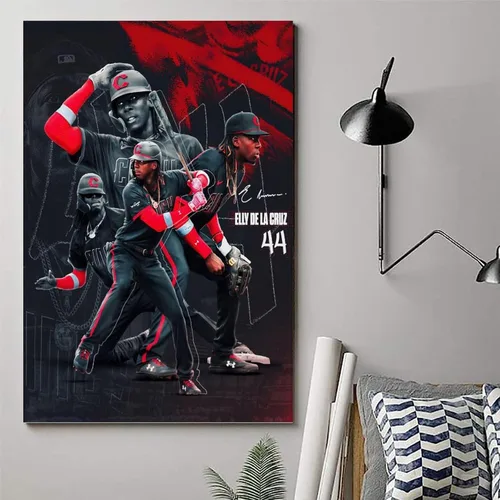 Vista 6 de GAGALU Elly De La Cruz - Póster impreso en lienzo de béisbol, arte de pared para decoración de oficina en casa, pintura #5916, sin marco, 12 x 18