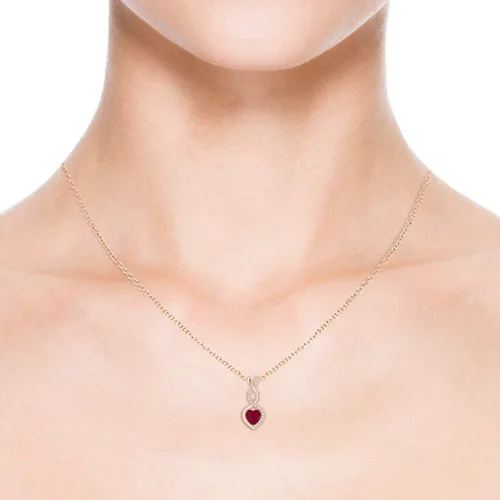 Vista 4 de ANGARA Natural Ruby infinity Heart Pendant Necklace with Diamond in Sterling Silver14K Solid GoldPlatinum for Women, Girls with 18" Chain July