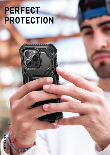 Vista 7 de i-Blason Armorbox - Funda diseñada para iPhone 14 Pro de 6.1 pulgadas (versión 2022) con soporte y funda de clip para cinturón, funda protectora
