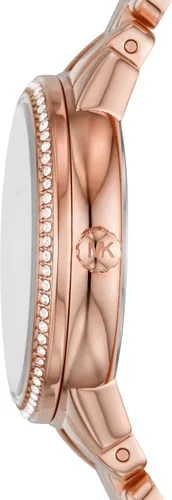 Vista 2 de Michael Kors Allie Reloj de tres manos de acero inoxidable con Glitz Topring