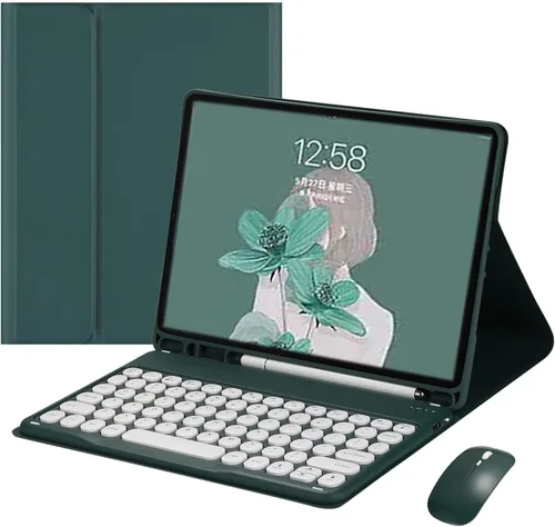 Vista 7 de Ratón de teclado para Galaxy Tab S6 Lite de 10.4 pulgadas 2024/2022/2020 Funda de teclado con mouse, bonita funda de teclado de color BT Negro