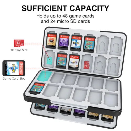 Vista 2 de HEIYING Game Card Case for Nintendo Switch&Switch OLED,Customized Pattern Switch Lite Game Card Case with 48 Game Card Slots and 24 Micro SD Card