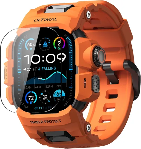 Vista 10 de ULTIMAL Funda resistente con correa para Apple Watch de 1.732 pulgadas, compatible con Apple Watch Ultra 4/3/2/1, grado militar, a prueba de golpes