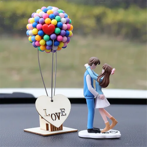 Vista 8 de Lindos adornos para pareja, lindo adorno para el interior del automóvil para parejas, decoración del automóvil, acción de caricaturas para parejas
