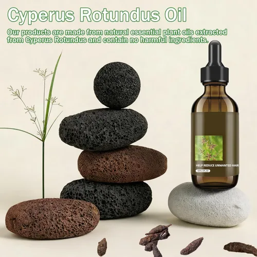 Vista 6 de Aceite Cyperus Rotundus para depilación: reduce el crecimiento no deseado del cabello, ralentiza el nuevo crecimiento, hidrata la piel y reduce