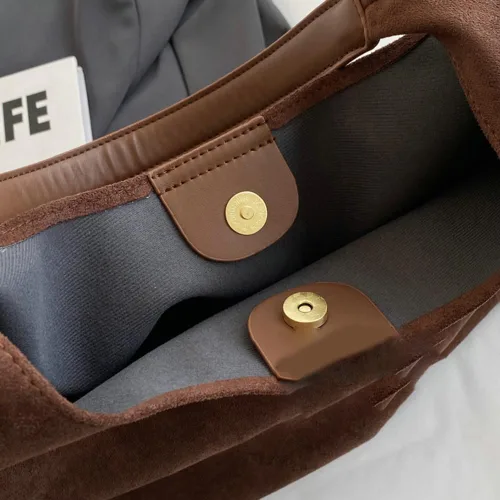 Vista 6 de Bolsos de ante modernos para mujer Bolsos de trabajo Bolsos de ante retro Bolso de mano holgado para viajes Bolso de oficina Bolso universitario 2025