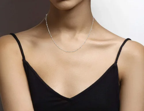 Vista 4 de Miabella Collar de cadena de cuentas de plata de ley 925 italiana para mujer, fabricado en Italia