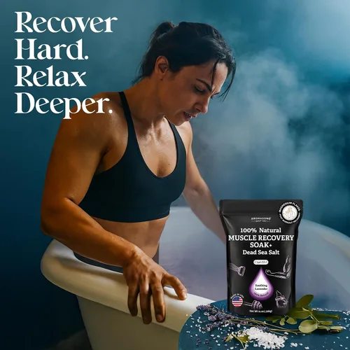Vista 7 de Aromasong Baño de recuperación muscular de 3 libras, sal de baño natural con sal del mar muerto, MSM puro, copos de magnesio y aceites esenciales