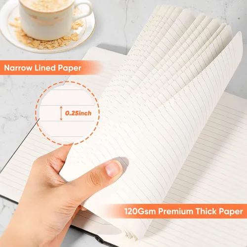 Vista 4 de Huhuhero - Diario para cuaderno con líneas, papel grueso de 120 g/m², cuaderno a rayas para la universidad, cuadernos de tapa dura para tomar notas