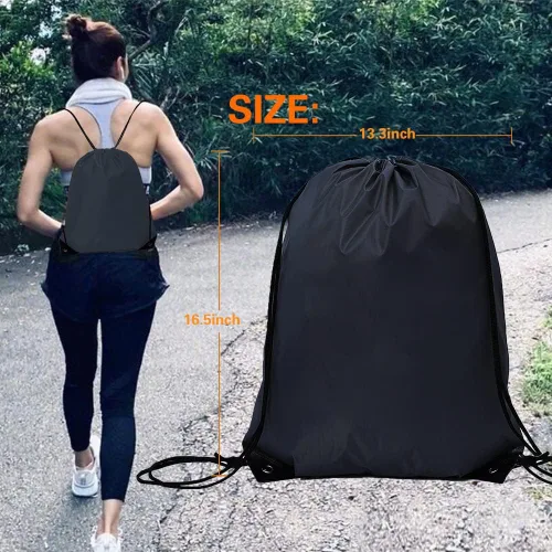 Vista 5 de CODOBON Mochila con cordón a granel Draw String Bags Cinch Bolsa de poliéster para deporte de gimnasio, Negro -, Classic