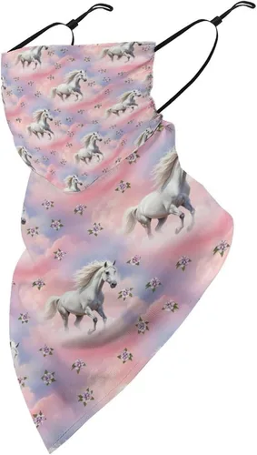 Vista 10 de Bufanda triangular reutilizable para la cara, bufanda con lazo para las orejas, bandana con protección solar UV