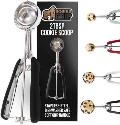 Vista 12 de GORILLA GRIP Cuchara para galletas de acero inoxidable sin BPA, cuchara #60 de 1 cucharada, mango de agarre suave, fácil liberación de alimentos