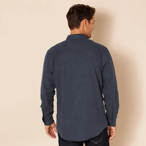 Vista 3 de Tienda Essentials Camisa de franela de manga larga con dos bolsillos para hombre