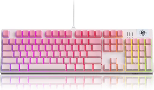 Vista 12 de MageGee - Teclado mecánico para juegos, nuevo teclado retroiluminado de 104 teclas con interruptores azules, teclado mecánico USB con cable