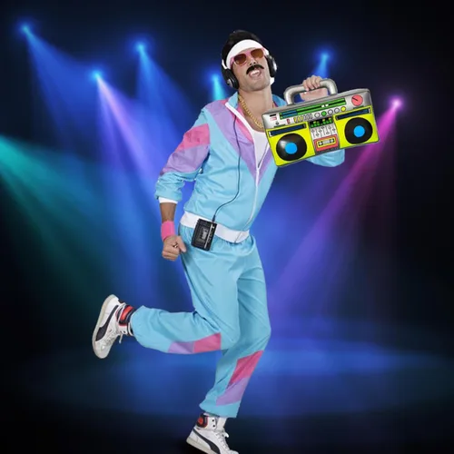 Vista 6 de Chándal de los años 80, disfraces de los años 80 para mujeres y hombres, chaqueta retro de los años 80, disfraz de hip hop, disfraz de discoteca