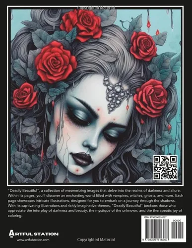 Vista 2 de Deadly Beautiful Adult Coloring Book for Relaxation, Artwork Featuring a Unique Spin on Captivating Zombies, Enchanting Vampires, Haunting Ghosts