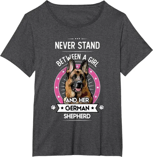 Vista 8 de Never Stand Between A Girl and Her German Shepherd T-Shirt Asphalt Grey