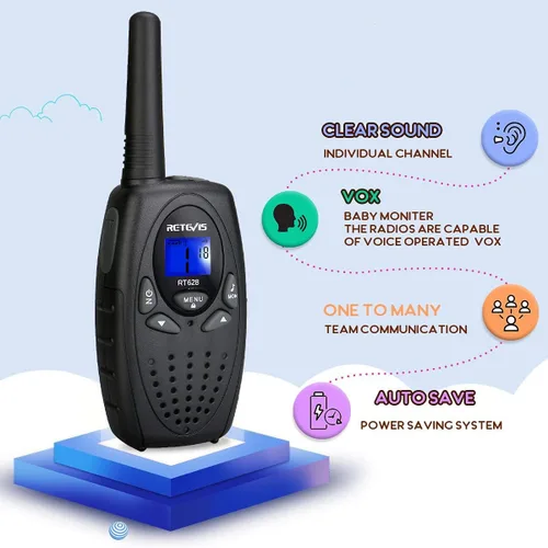 Vista 2 de Retevis RT628 Walkie Talkies para niños, Walky Talky, bloqueo de teclas, voz cristalina VOX, fácil de usar, regalos de Navidad para niños y niñas