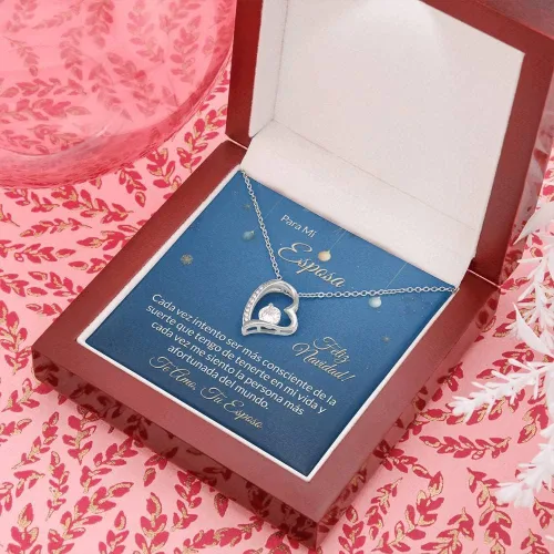 Vista 9 de Regalo de Navidad Para Mi Esposa Collar Acabado en Oro Blanco Regalo para Mujer en Español