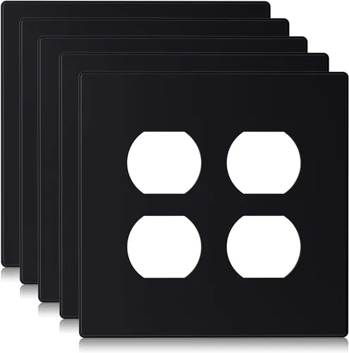 Vista 17 de ELEGRP Placas de pared para receptáculo dúplex de 2 segmentos, tamaño mediano, 4.88 pulgadas de alto x 4.94 pulgadas de largo, cubierta frontal
