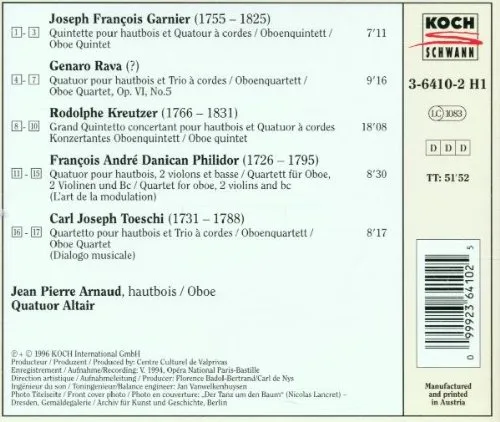 Vista 2 de Garnier Rava Kreutzer Philador Toeschi Oboe Quartets & Quintets