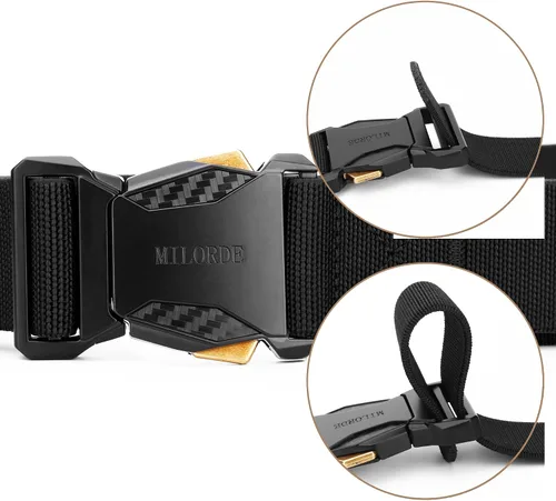 Vista 4 de MILORDE Men Tactical Belt,Stretch Nylon Web,Hiking Rigger Military Work-Quick Release