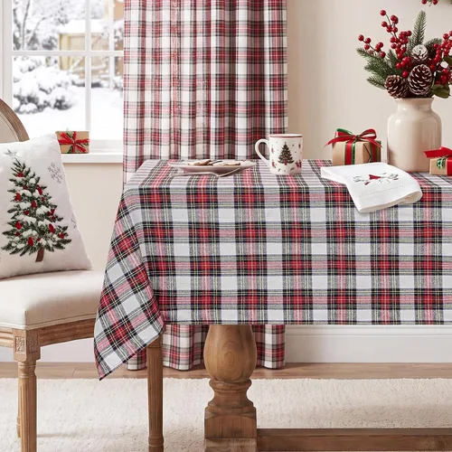 Vista 12 de Softalker - Mantel rectangular de Navidad a cuadros, color verde, 52 x 70