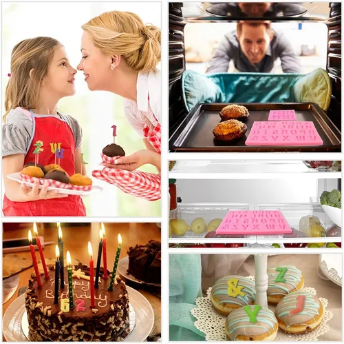 Vista 5 de 2 moldes de letras góticas y números de silicona únicos para dulces de chocolate, decoración de pasteles, molde de resina, epoxi