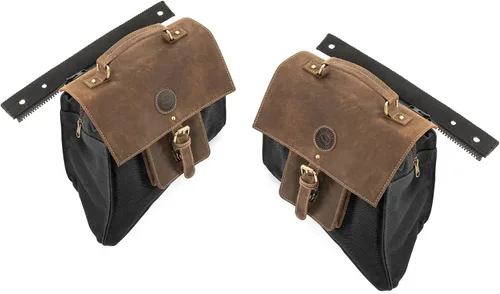 Vista 2 de Overland Outfitters Bolsa de sillín Sherpa – Compatible con Jeep Wrangler JL 2018-2022 – Cuero y lona de alta calidad – Se adapta a guardabarros