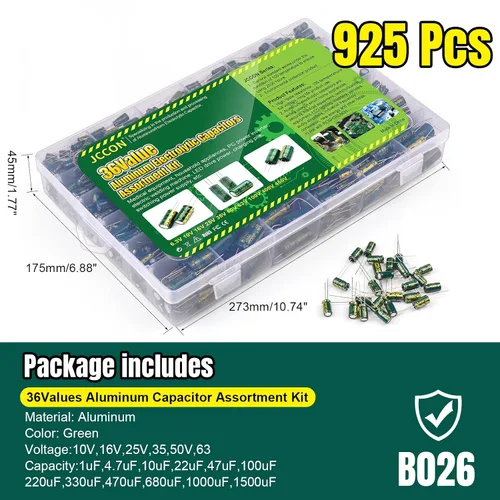 Vista 7 de 925Pcs 36Values Aluminio Electrolítico Capacitor Surtido Kit Lowesr Capacitores Surtidos Kits 1uF 4.7uF 10uF 22uF 47uF 100uF 220uF 330uF 470uF 680uF