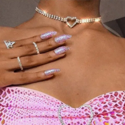 Vista 4 de JAKAWIN Gargantilla de corazón con diamantes de imitación, gargantilla de cristal para mujer