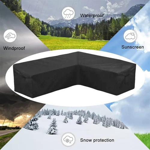Vista 6 de Funda de sofá seccional para muebles de patio, resistente a la intemperie, resistente a la intemperie, 420D, Oxford, para exteriores, en forma de L
