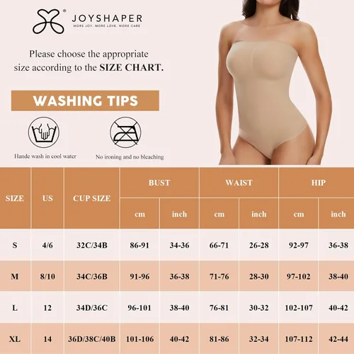 Vista 6 de JOYSHAPER Body sexy sin tirantes para mujer, con tirantes acanalados, moldeador de tanga, sin costuras, levantador de glúteos