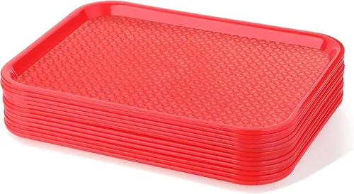 Vista 6 de TrueCraftware - Bandeja de comida rápida de 10 1/2 pulgadas x 13 5/8 pulgadas, juego de 12 bandejas de comida rápida para cafetería, juego de Marrón