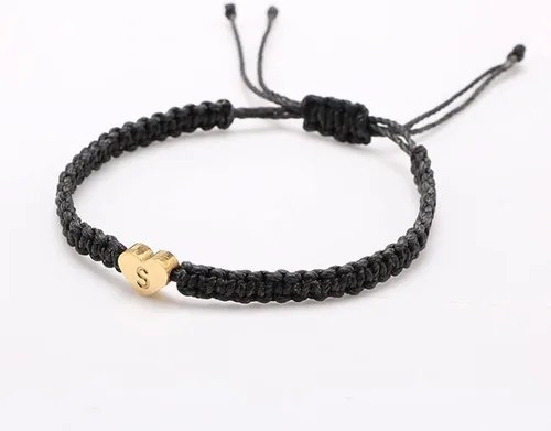 Vista 3 de Pulsera personalizada con 26 iniciales de cobre pulsera tejida con letras de corazón de cobre pulsera tejida con dije de corazón delicado