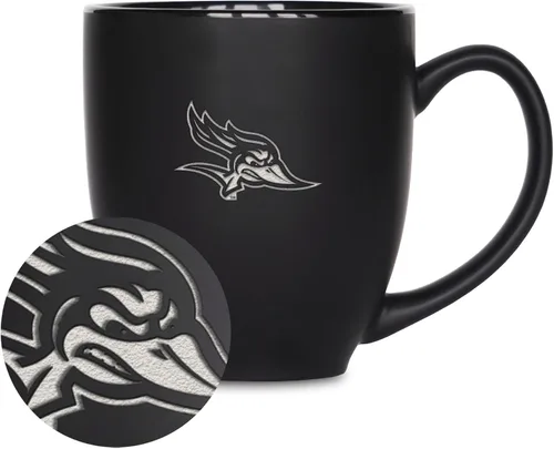 Vista 368 de Rico Industries - Taza de cerámica mate negra con grabado láser estándar de 15oz para NCAA (escuelas T & U) - Para bebidas calientes o frías