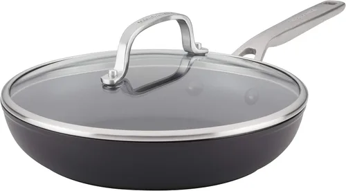 Vista 22 de KitchenAid - Juego de ollas y sartenes antiadherentes de inducción con anodizado duro, 10 piezas, color negro mate Juego de utensilios de cocina