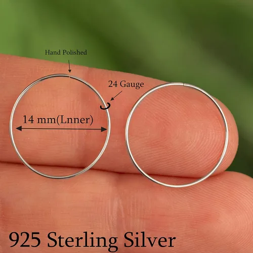 Vista 30 de Aretes de aro de oro de plata – Aretes de aro para mujer, dos piezas de aros de plata fina rellenos de oro, aro de hélice, anillo de tragus, aro