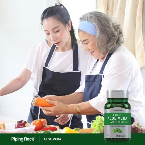 Vista 5 de Piping Rock Suplemento de aloe vera 150 cápsulas blandas Extracto de hierbas concentrado Fórmula sin OMG y sin gluten