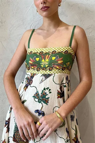 Vista 3 de Vestido de verano sin mangas con estampado de correa de verano 2023 para mujer
