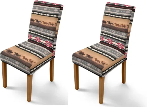 Vista 36 de Rnyleeg Juego de 1 fundas para sillas étnicas para sala de estar, sin brazos, estampado tribal azteca, elásticas, fundas protectoras para sillas