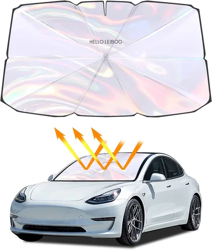 Vista 9 de helloleiboo Parasol para parabrisas de automóvil, protector de visera solar contra rayos UV y calor, reflector plegable, sombrilla para parabrisas