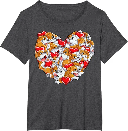 Vista 21 de Camiseta inglesa para el día de San Valentín con diseño de corazón y perro amante de los niños Negro