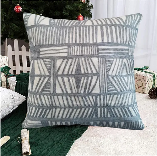 Vista 15 de Funda de almohada de algodón, diseño de bolero. Funda decorativa con diseño geométrico. En lona de algodón. Bordado, con costuras en cadena. 1pc