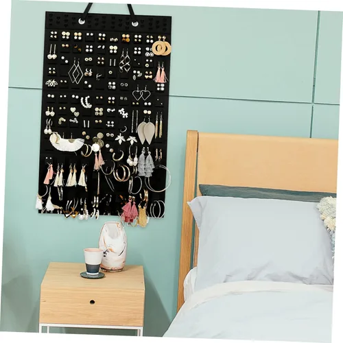 Vista 4 de VOSAREA Bolsa colgante de fieltro para joyas, organizador de joyas de fieltro, organizador de joyas colgante, soporte para pulseras, organizador