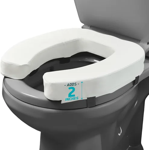 Vista 10 de Lunderg Elevador acolchado para asiento de inodoro para personas mayores, añade 3 pulgadas. Ajuste universal. Cojín de asiento de inodoro elevado