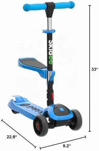 Vista 7 de SKIDEE Kick Scooter for Kids Ages 3-5 Foldable 3 Wheel Scooter with Lean-to-Steer, Adjustable Height, Removable Seat & LED Light Wheels Toddler