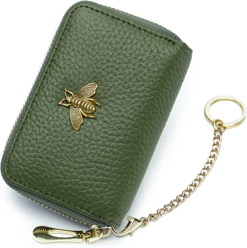 Vista 42 de imeetu Soporte para tarjetas de crédito RFID, cartera pequeña de cuero con cremallera para mujer