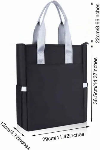 Vista 2 de Bolsa de documentos Oxford con asa y oficina, organizador escolar, para llevar libros de archivos de papel (negro)