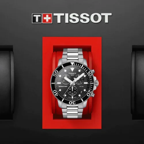 Vista 4 de Tissot Reloj casual de acero inoxidable 6601000 Seastar para hombre, color gris